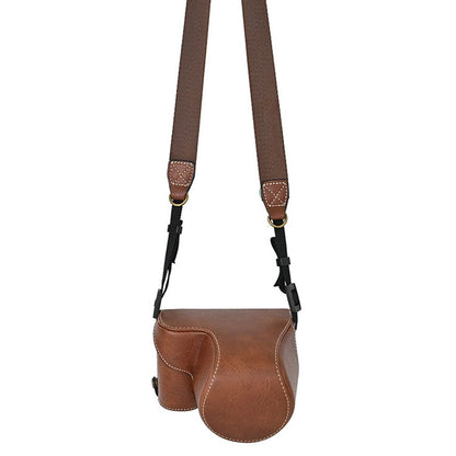 For Sony Alpha ZV-E10 Camera Case Litchi Texture Leather Cover with Battery Hole + Strap
