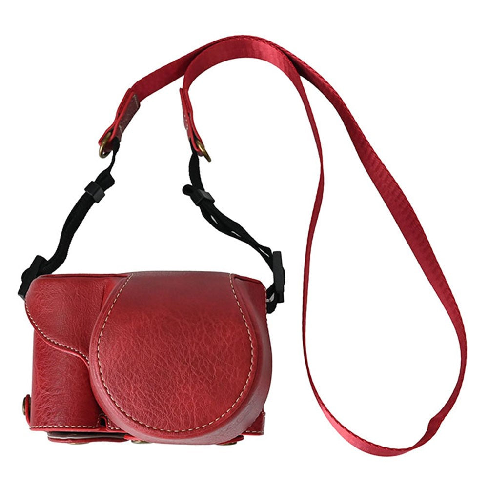 For Sony Alpha ZV-E10 Camera Case Litchi Texture Leather Cover with Battery Hole + Strap