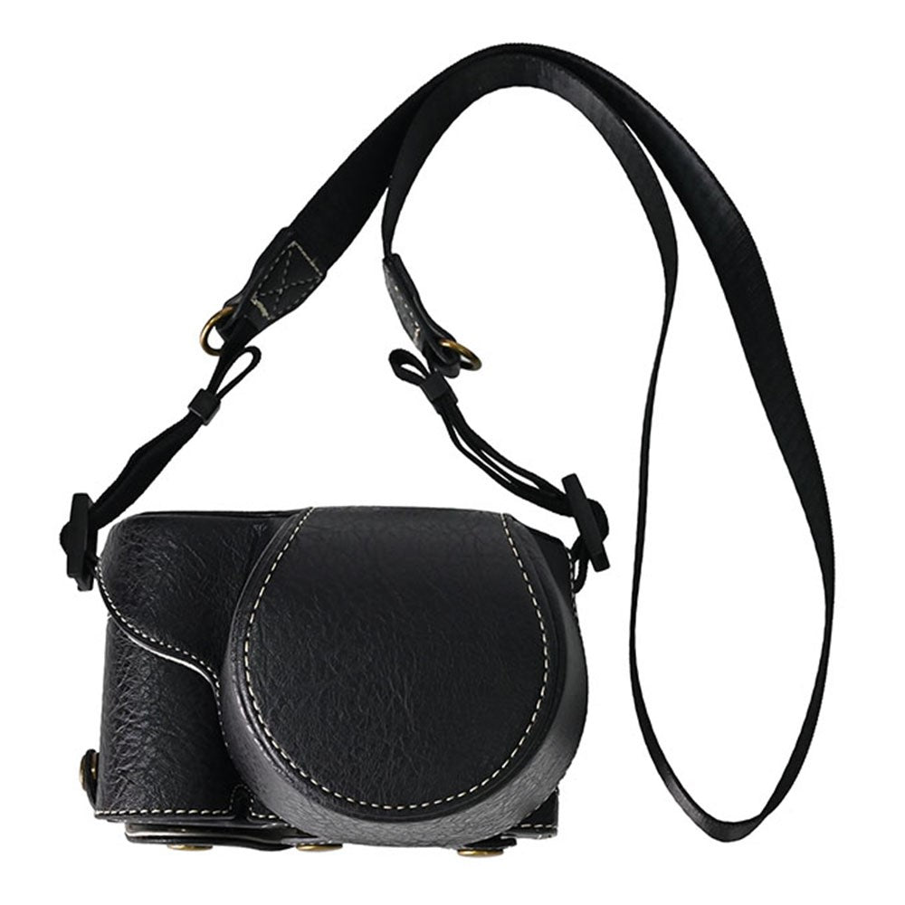 For Sony Alpha ZV-E10 Camera Case Litchi Texture Leather Cover with Battery Hole + Strap