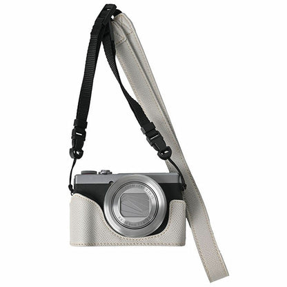 For Canon PowerShot G7 X Mark III / G7 X Mark II Camera Case with Shoulder Strap Leather Cover