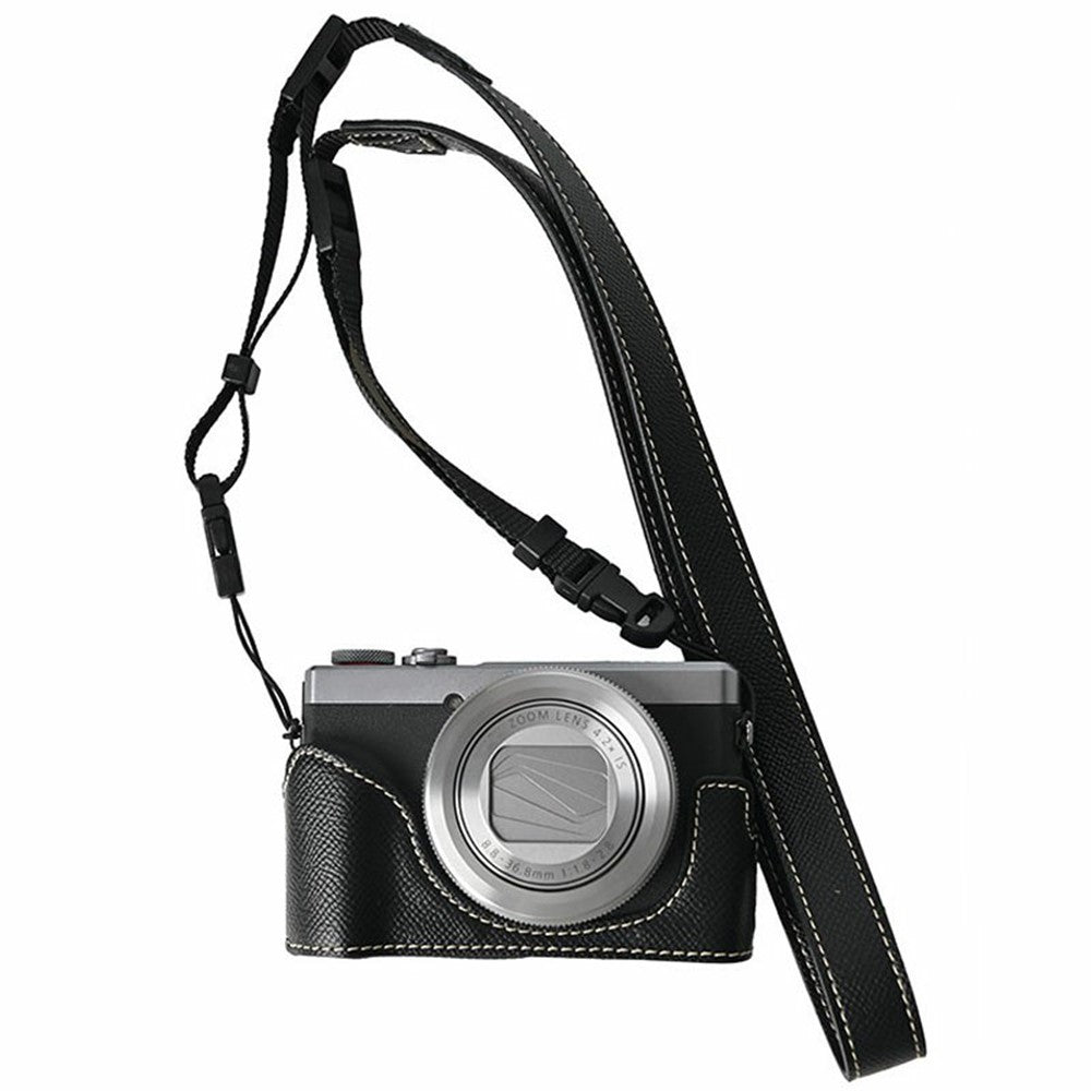 For Canon PowerShot G7 X Mark III / G7 X Mark II Camera Case with Shoulder Strap Leather Cover