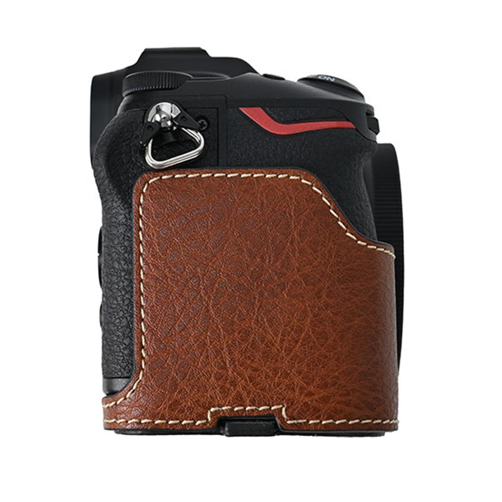For Nikon Z 50 II Camera Half Case Litchi Texture Battery Opening PU Leather Cover with Shoulder Strap
