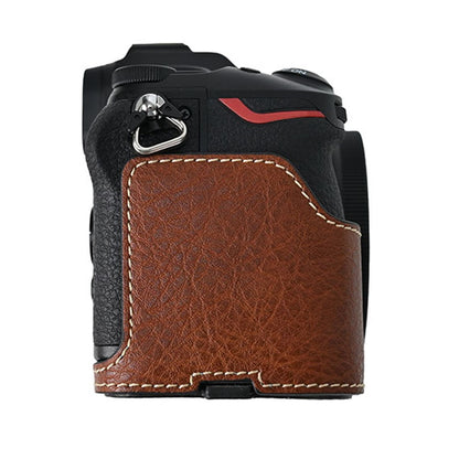 For Nikon Z 50 II Camera Half Case Litchi Texture Battery Opening PU Leather Cover with Shoulder Strap