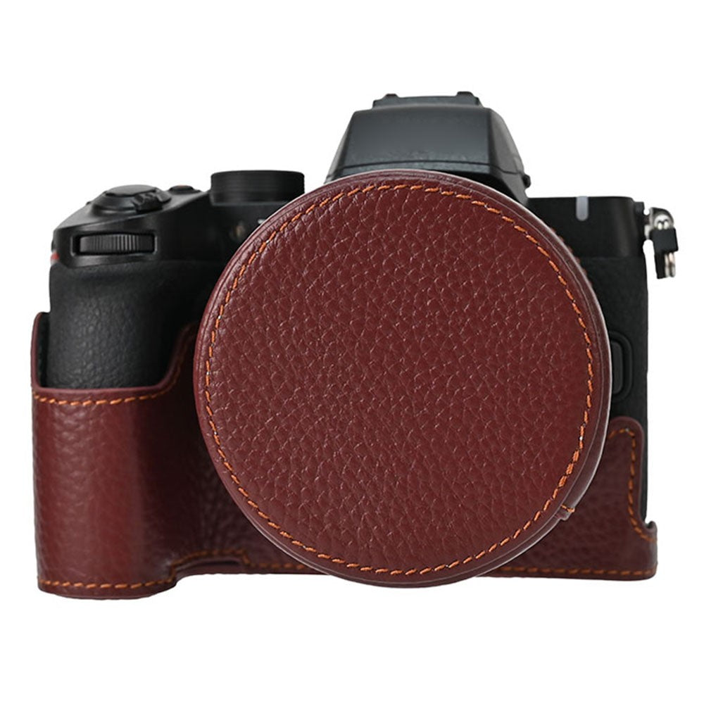 For Nikon Z 50 II Camera Case with Lens Cap Genuine Cow Leather Protective Cover