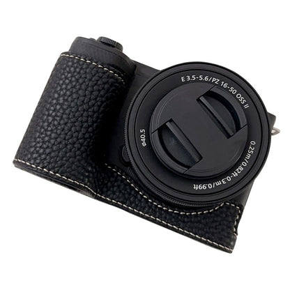 For Sony Alpha ZV-E10 II Camera Case PU Leather Protective Cover with Screw Hole