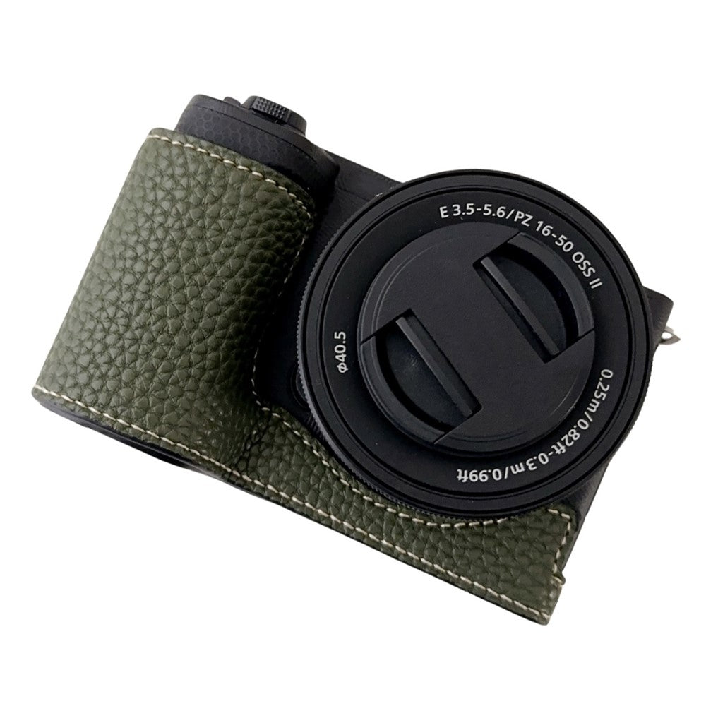 For Sony Alpha ZV-E10 II Camera Case PU Leather Protective Cover with Screw Hole