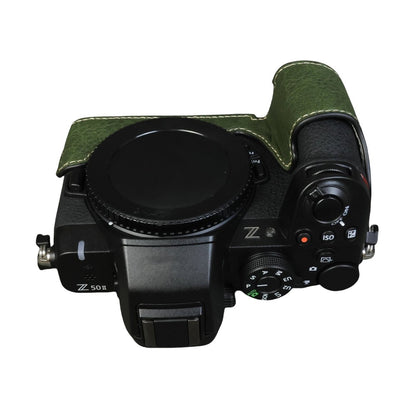 For Nikon Z 50 II Buffalo Texture PU Leather Bottom Case Half Body Camera Cover with Battery Opening