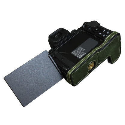 For Nikon Z 50 II Buffalo Texture PU Leather Bottom Case Half Body Camera Cover with Battery Opening
