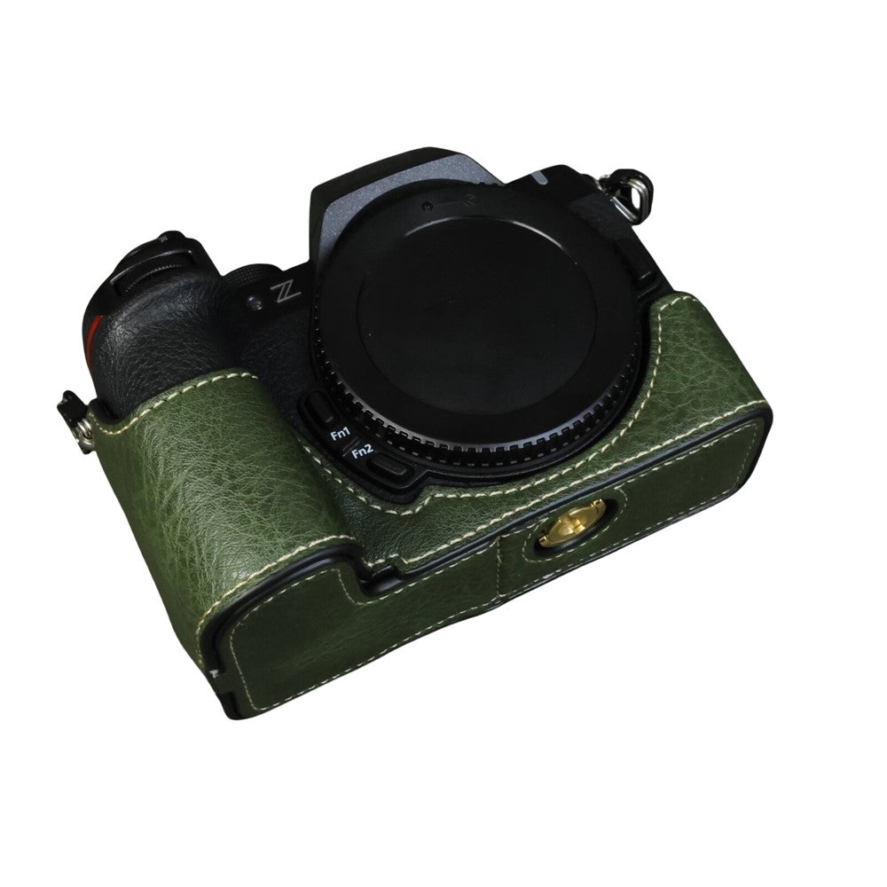 For Nikon Z 50 II Buffalo Texture PU Leather Bottom Case Half Body Camera Cover with Battery Opening