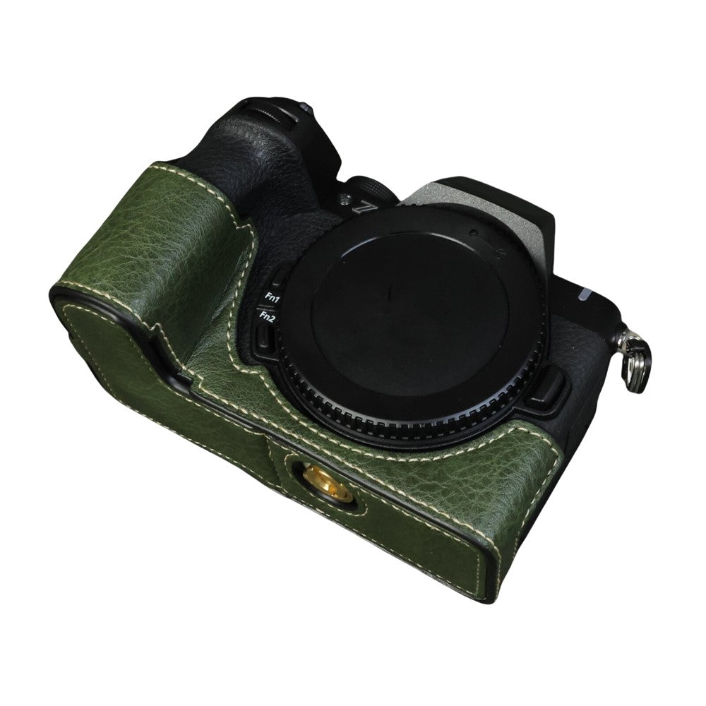 For Nikon Z 50 II Buffalo Texture PU Leather Bottom Case Half Body Camera Cover with Battery Opening