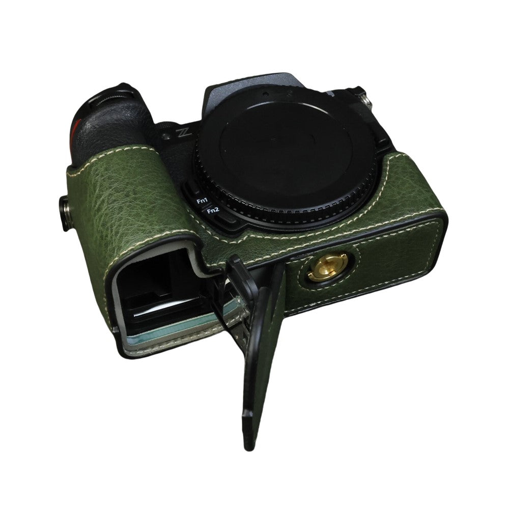 For Nikon Z 50 II Buffalo Texture PU Leather Bottom Case Half Body Camera Cover with Battery Opening