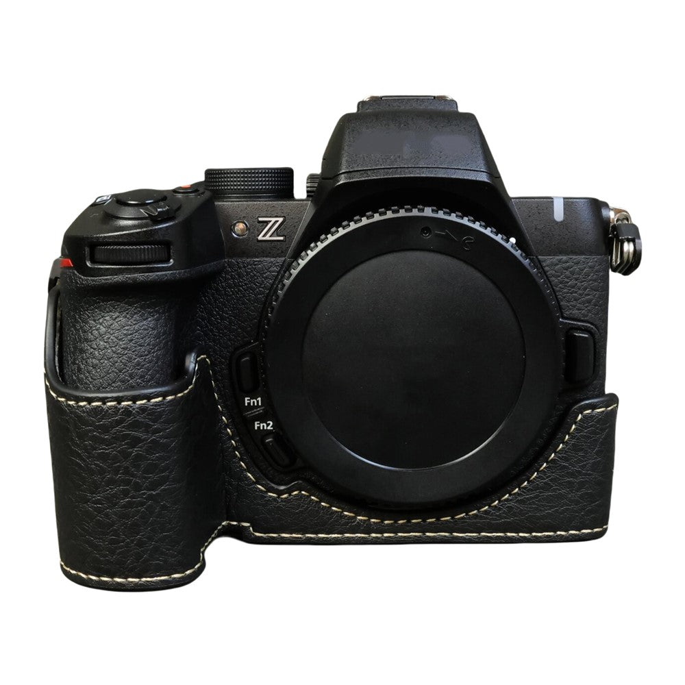 For Nikon Z 50 II Buffalo Texture PU Leather Bottom Case Half Body Camera Cover with Battery Opening