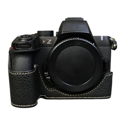 For Nikon Z 50 II Buffalo Texture PU Leather Bottom Case Half Body Camera Cover with Battery Opening