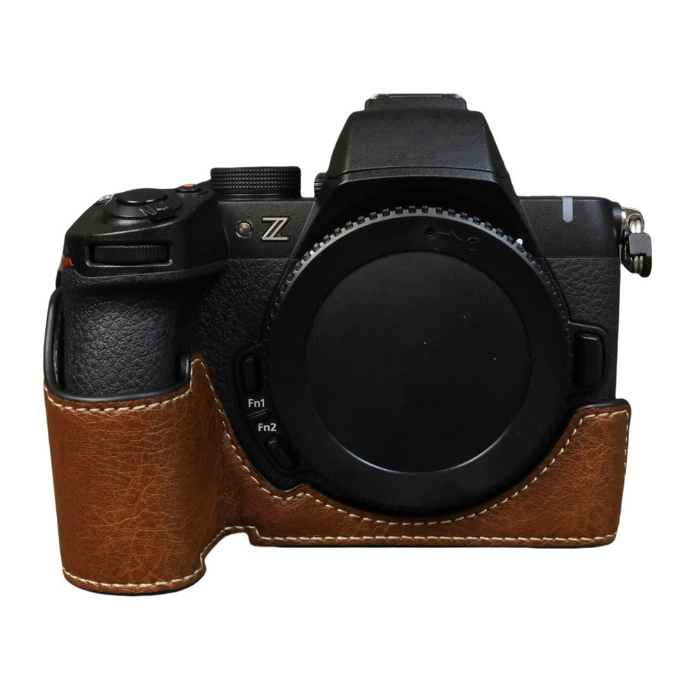 For Nikon Z 50 II Buffalo Texture PU Leather Bottom Case Half Body Camera Cover with Battery Opening