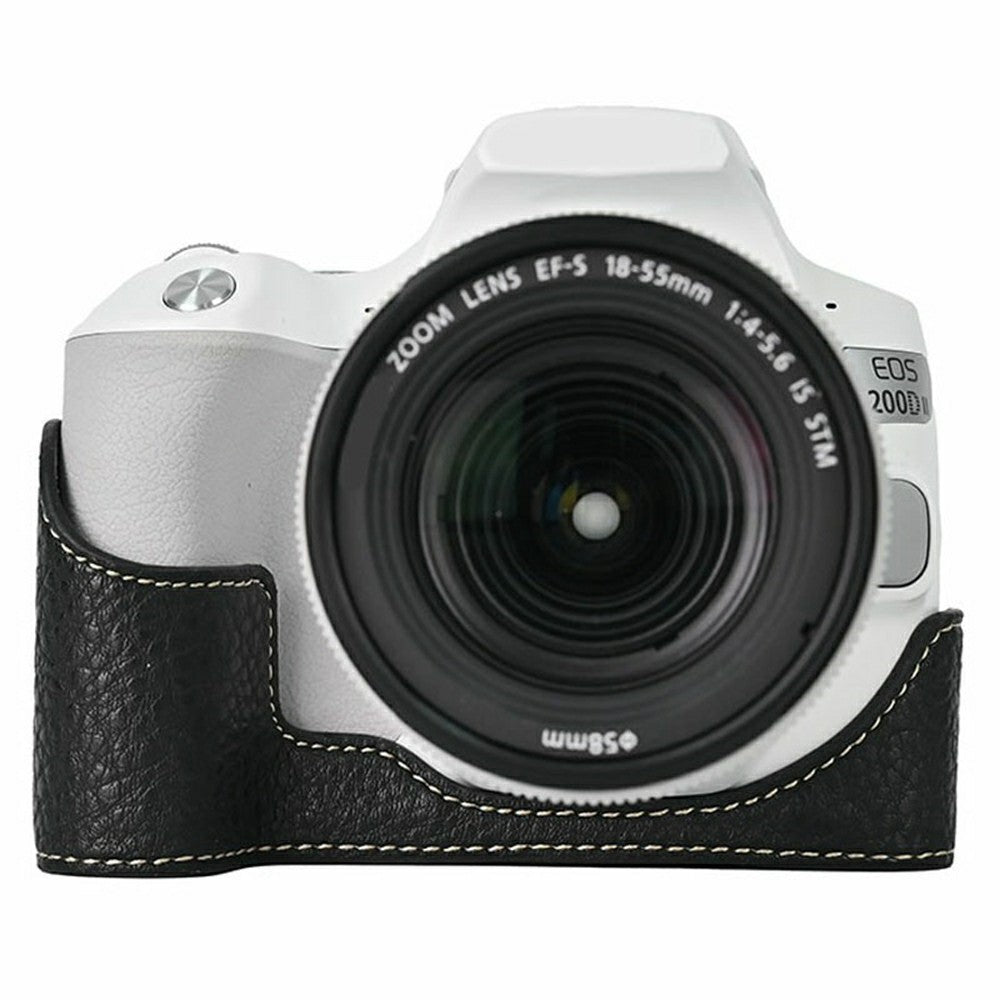 For Canon EOS 200D II / EOS 200D Camera Case with Battery Opening Litchi Texture PU Leather Protective Cover