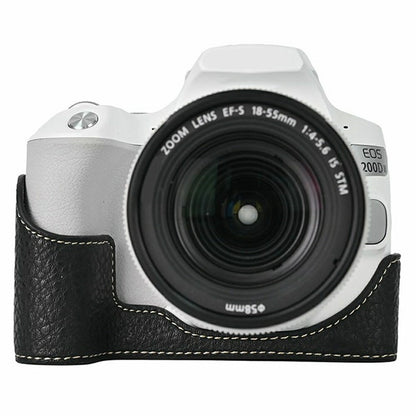 For Canon EOS 200D II / EOS 200D Camera Case with Battery Opening Litchi Texture PU Leather Protective Cover