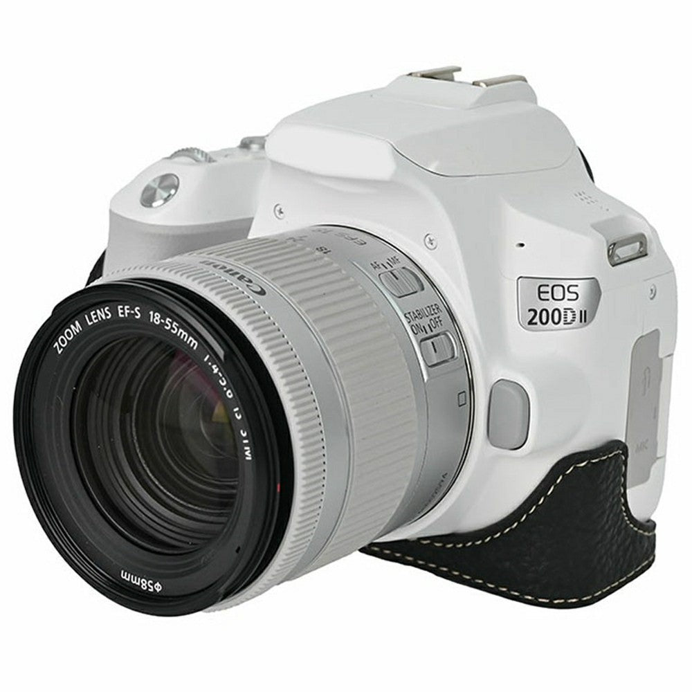 For Canon EOS 200D II / EOS 200D Camera Case with Battery Opening Litchi Texture PU Leather Protective Cover