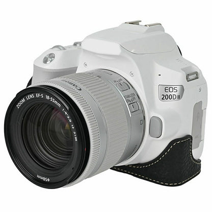 For Canon EOS 200D II / EOS 200D Camera Case with Battery Opening Litchi Texture PU Leather Protective Cover