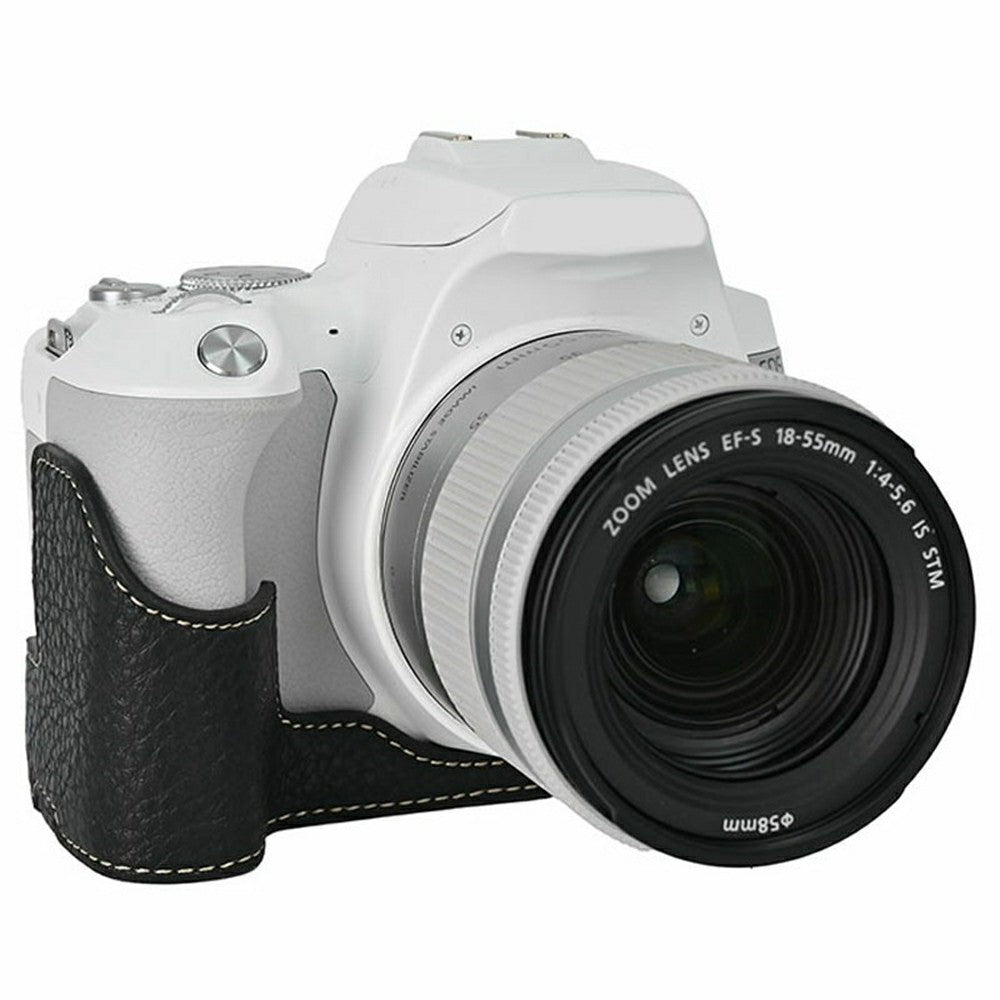 For Canon EOS 200D II / EOS 200D Camera Case with Battery Opening Litchi Texture PU Leather Protective Cover