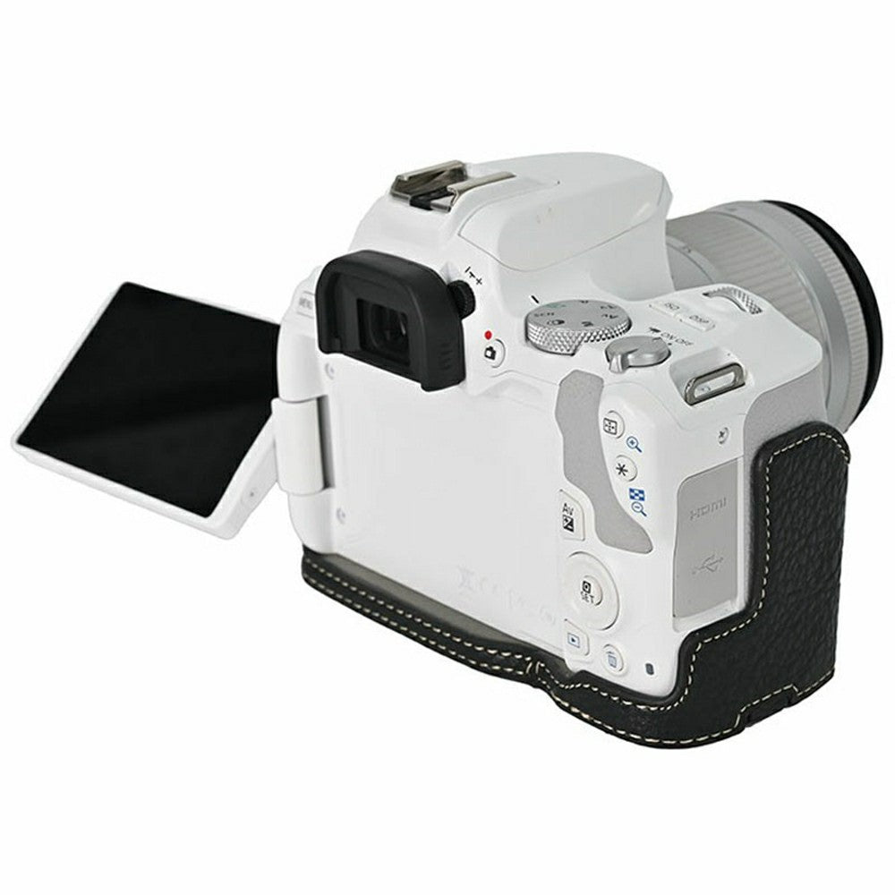 For Canon EOS 200D II / EOS 200D Camera Case with Battery Opening Litchi Texture PU Leather Protective Cover