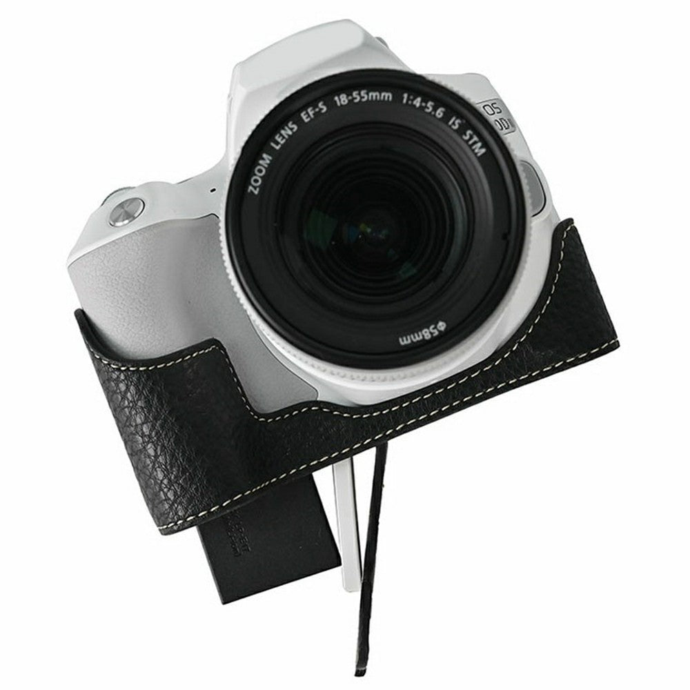 For Canon EOS 200D II / EOS 200D Camera Case with Battery Opening Litchi Texture PU Leather Protective Cover
