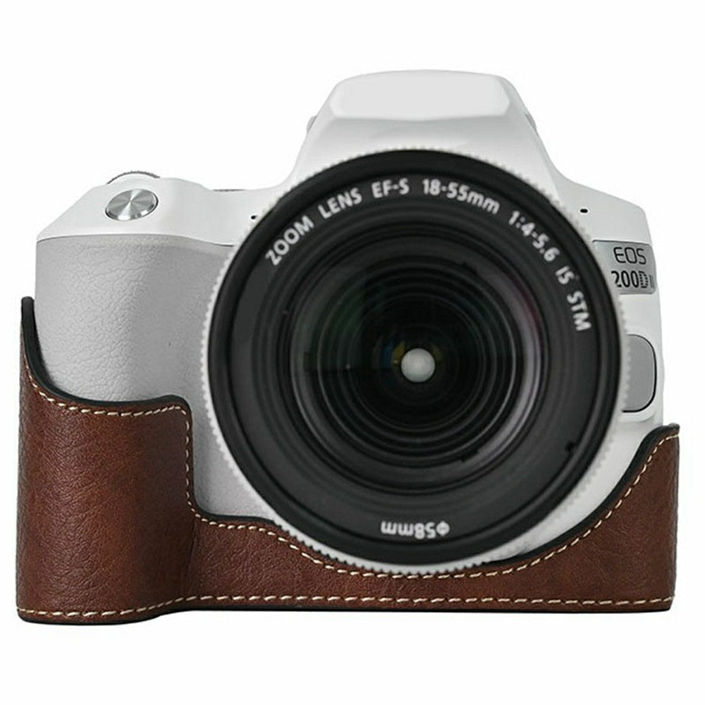 For Canon EOS 200D II / EOS 200D Camera Case with Battery Opening Litchi Texture PU Leather Protective Cover