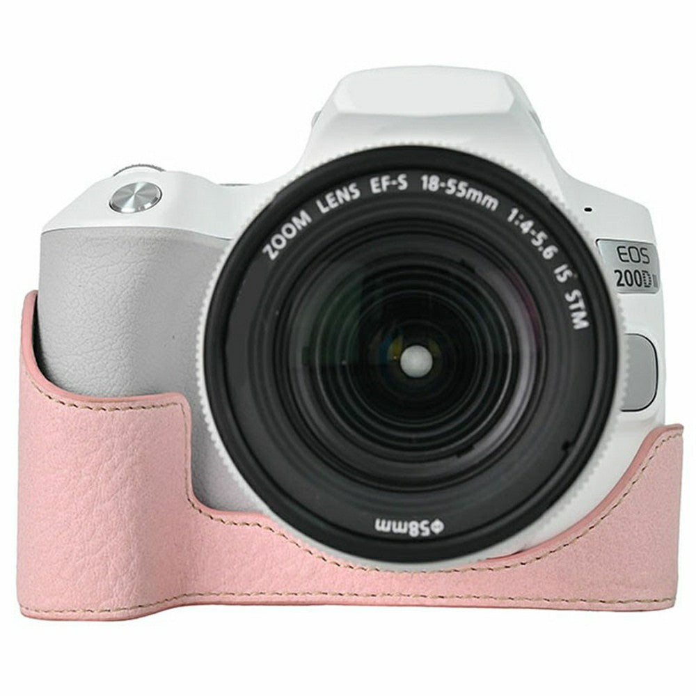 For Canon EOS 200D II / EOS 200D Camera Case with Battery Opening Litchi Texture PU Leather Protective Cover