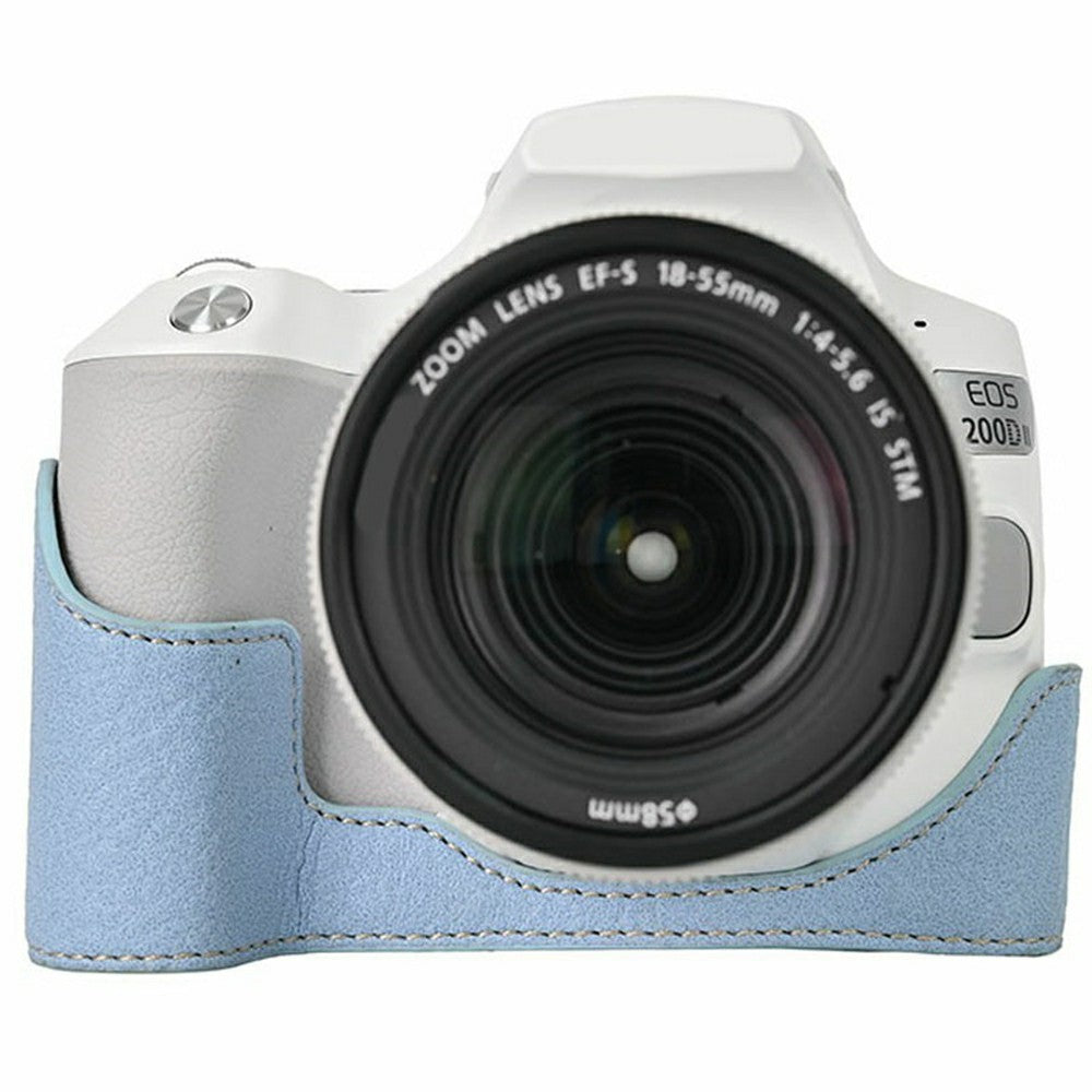 For Canon EOS 200D II / EOS 200D Camera Case with Battery Opening Litchi Texture PU Leather Protective Cover