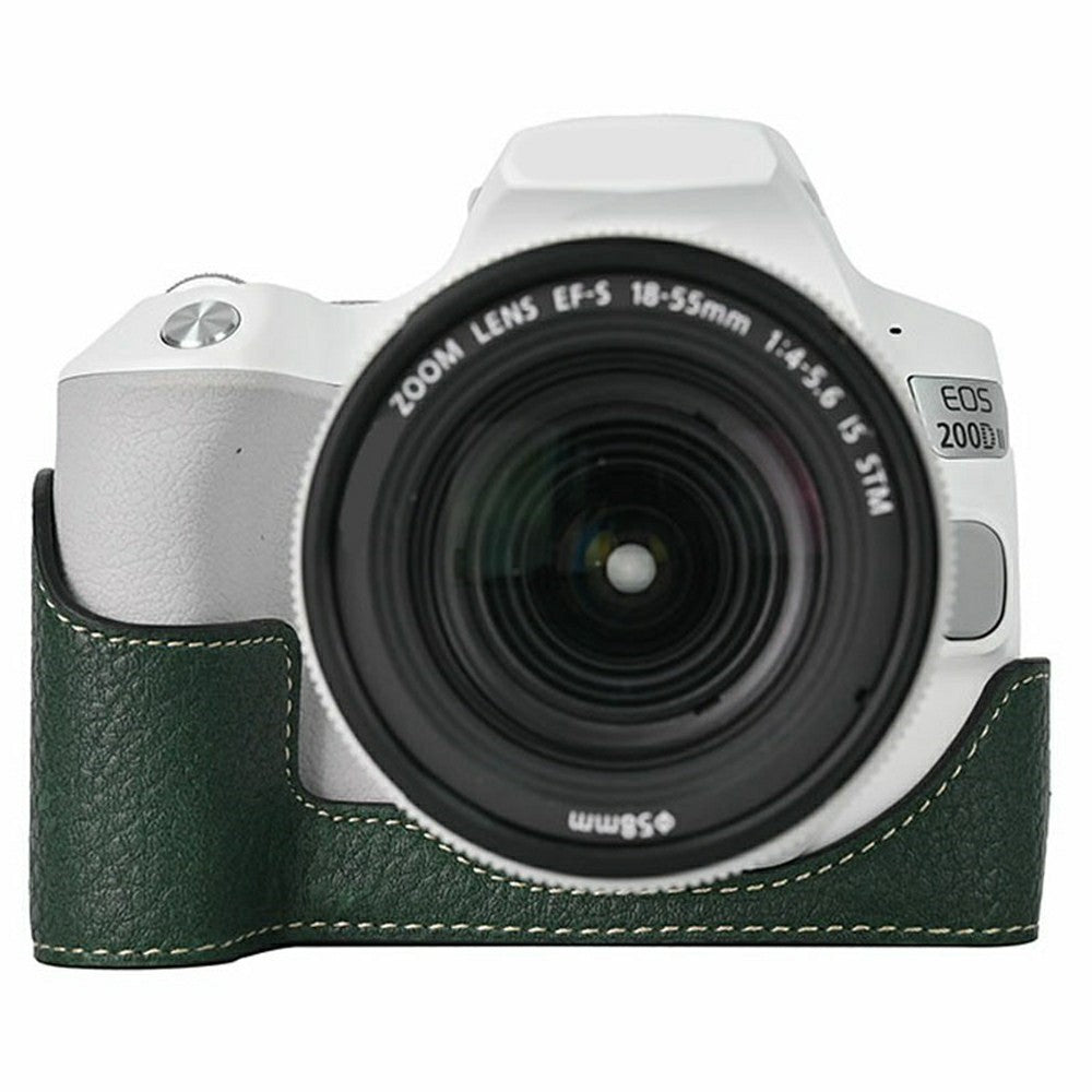For Canon EOS 200D II / EOS 200D Camera Case with Battery Opening Litchi Texture PU Leather Protective Cover
