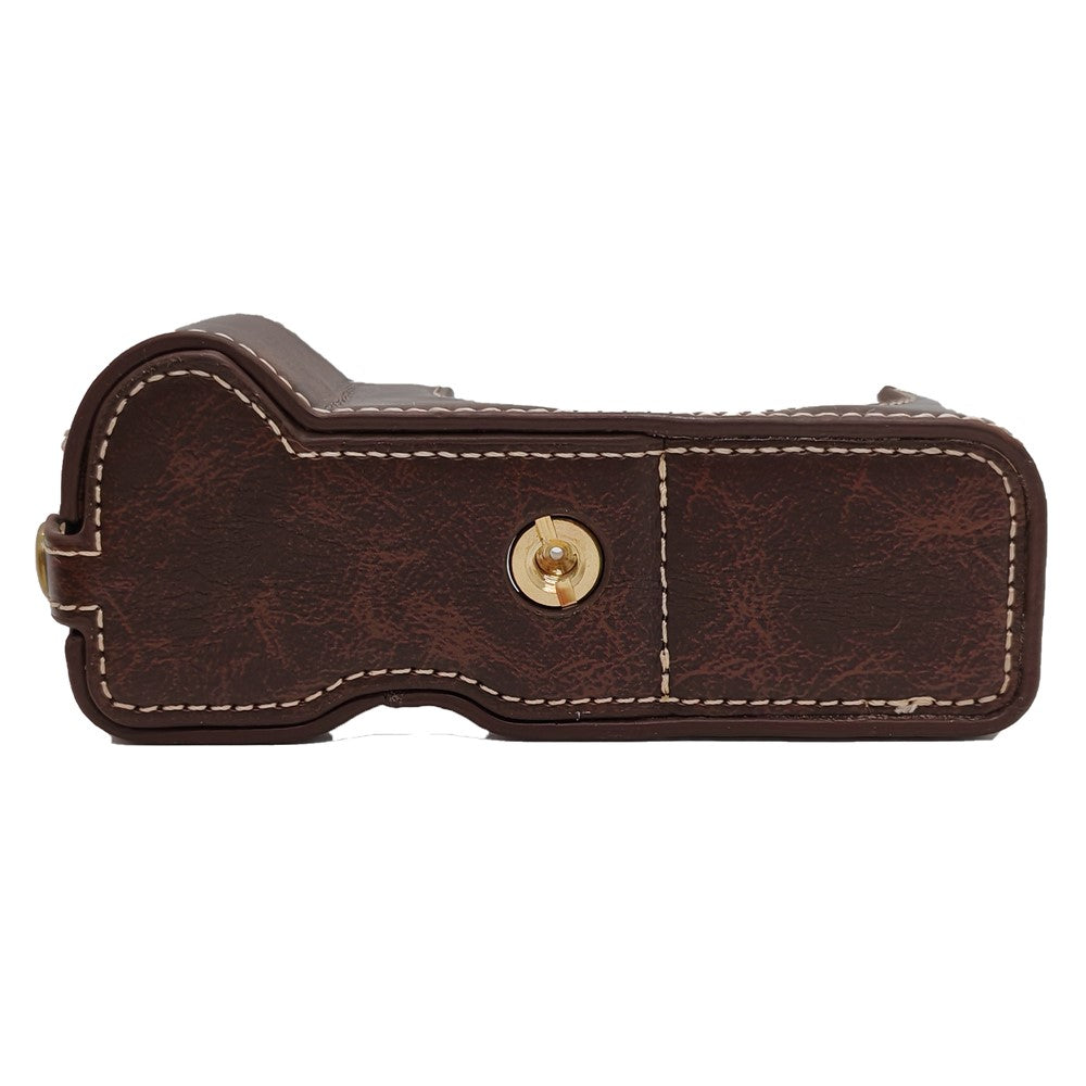 For Canon PowerShot V1 Camera Protection Bottom Case PU Leather Cover with Battery Opening