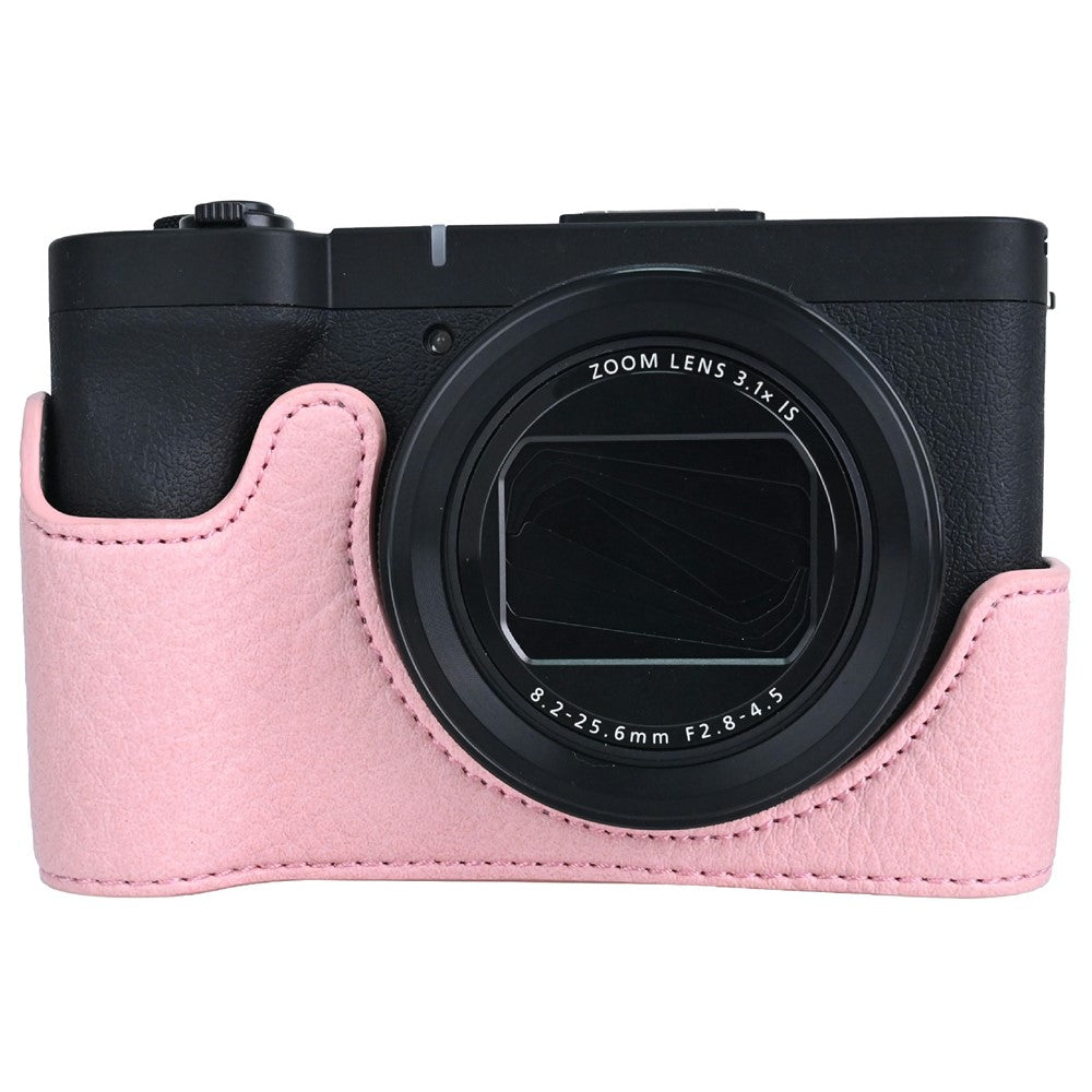 For Canon PowerShot V1 Camera Case with Battery Opening Litchi Texture PU Leather Protective Cover