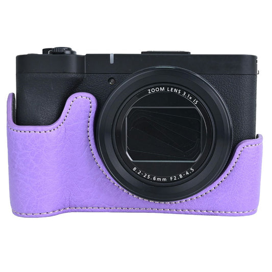 For Canon PowerShot V1 Camera Case with Battery Opening Litchi Texture PU Leather Protective Cover