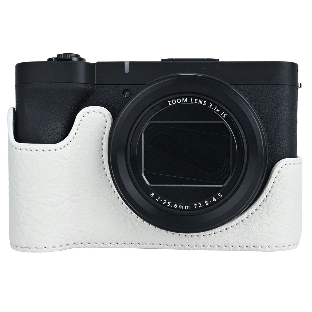 For Canon PowerShot V1 Camera Case with Battery Opening Litchi Texture PU Leather Protective Cover