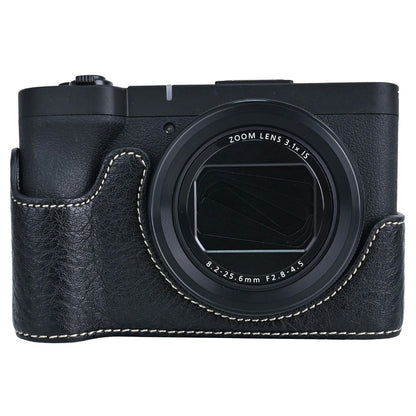 For Canon PowerShot V1 Camera Case with Battery Opening Litchi Texture PU Leather Protective Cover