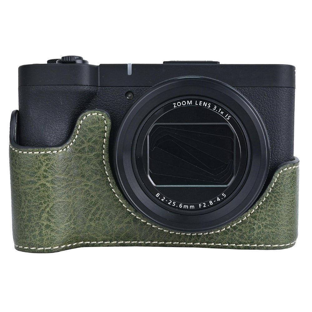 For Canon PowerShot V1 Camera Case with Battery Opening Litchi Texture PU Leather Protective Cover