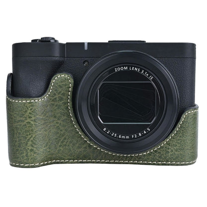 For Canon PowerShot V1 Camera Case with Battery Opening Litchi Texture PU Leather Protective Cover