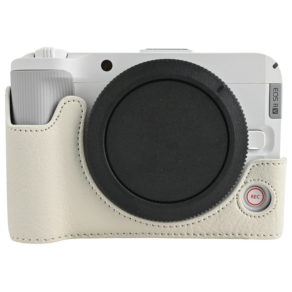 For Canon EOS R50 V Camera Case with Battery Opening Litchi Texture PU Leather Protective Cover