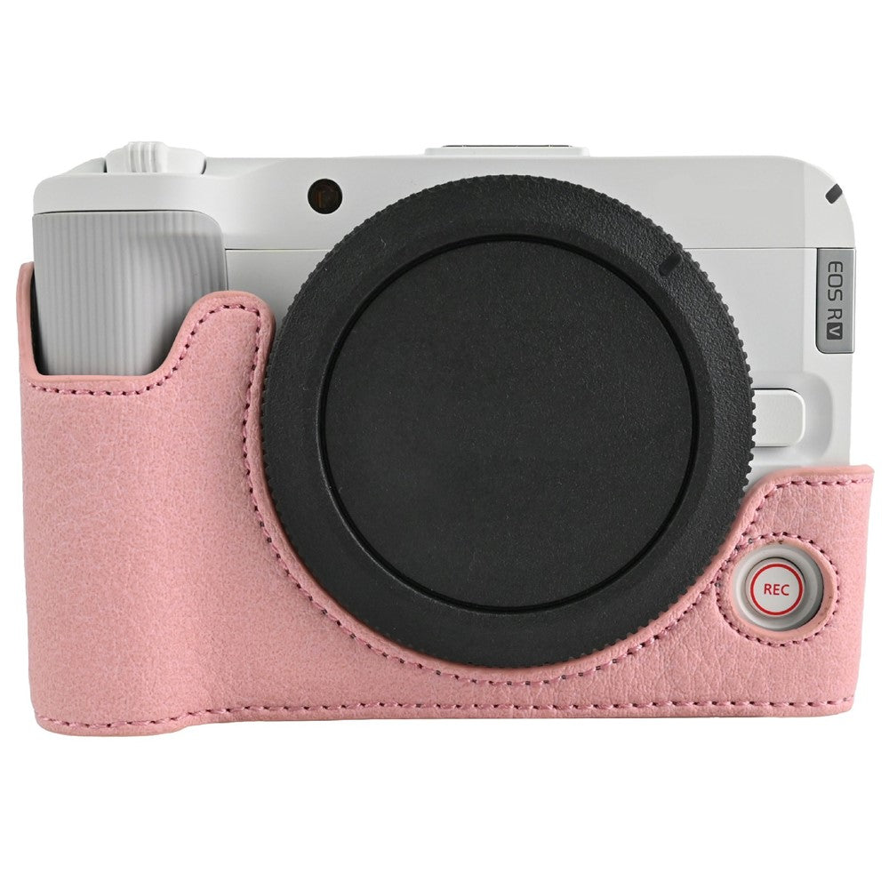 For Canon EOS R50 V Camera Case with Battery Opening Litchi Texture PU Leather Protective Cover