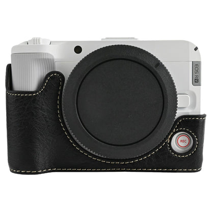 For Canon EOS R50 V Camera Case with Battery Opening Litchi Texture PU Leather Protective Cover