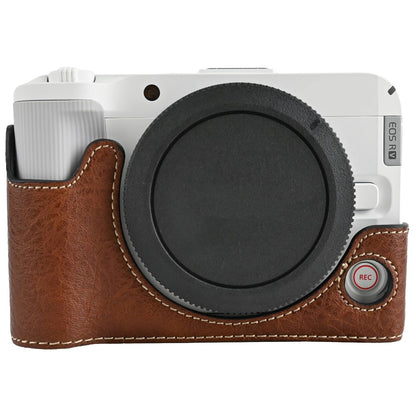 For Canon EOS R50 V Camera Case with Battery Opening Litchi Texture PU Leather Protective Cover