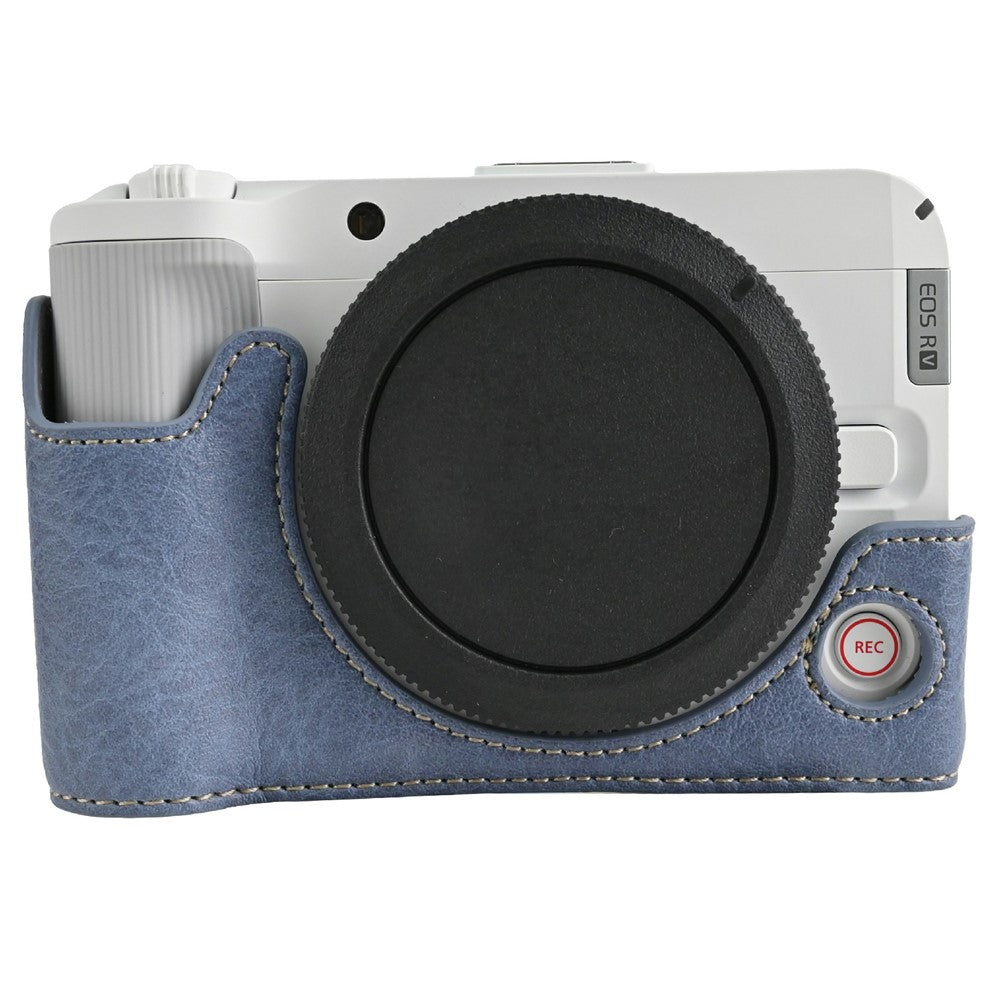 For Canon EOS R50 V Camera Case with Battery Opening Litchi Texture PU Leather Protective Cover