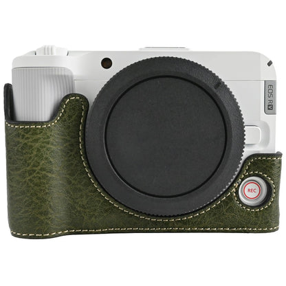 For Canon EOS R50 V Camera Case with Battery Opening Litchi Texture PU Leather Protective Cover