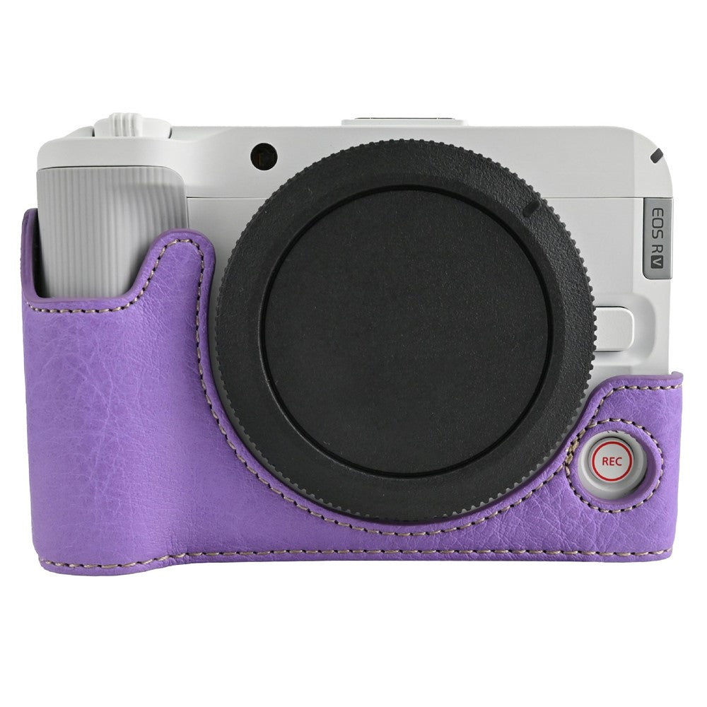 For Canon EOS R50 V Camera Case with Battery Opening Litchi Texture PU Leather Protective Cover