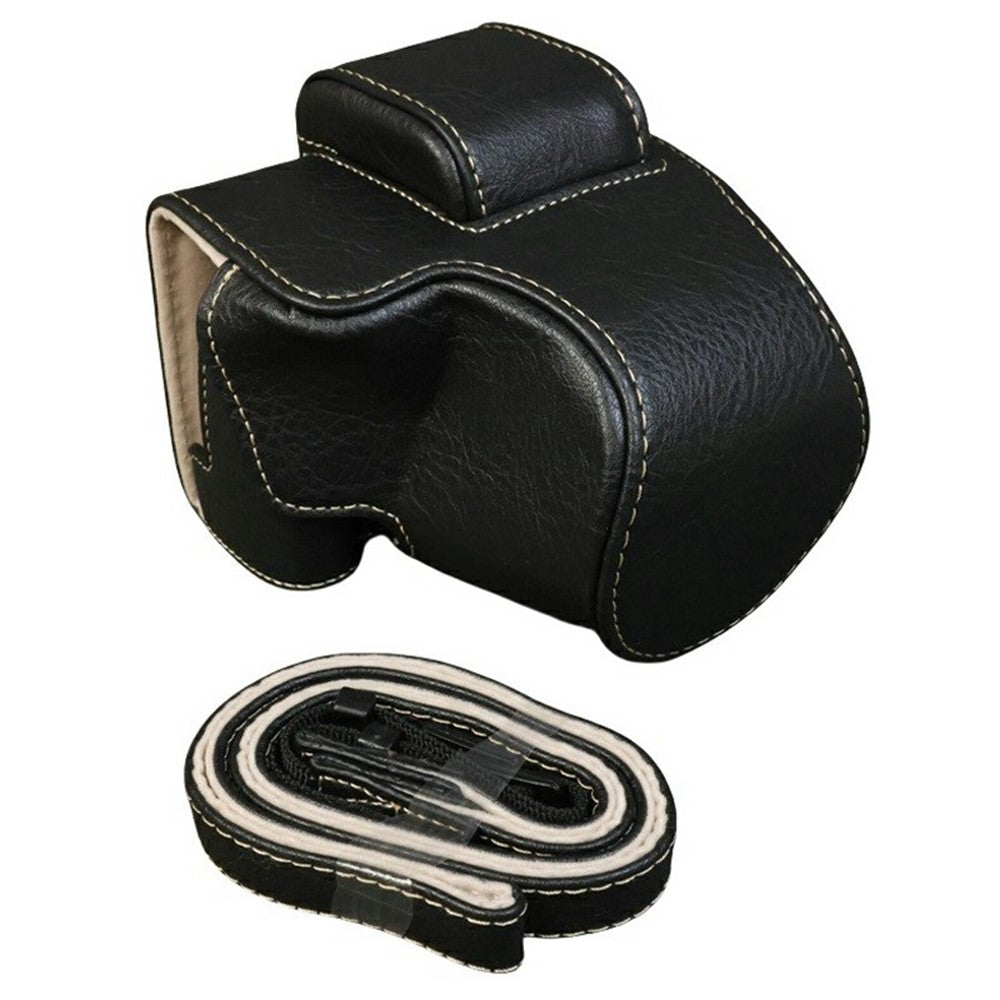 For Canon EOS R100  /  R50 Camera Case Litchi Texture PU Leather Bag Protective Cover with Shoulder Strap