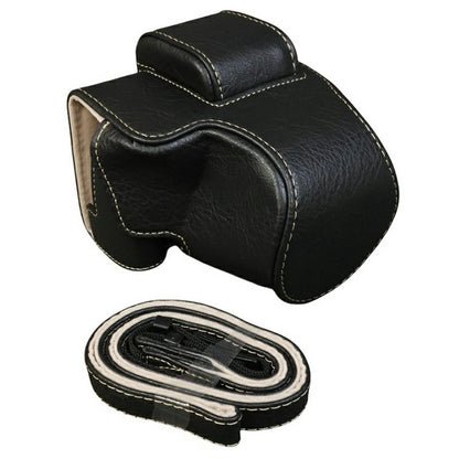 For Canon EOS R100  /  R50 Camera Case Litchi Texture PU Leather Bag Protective Cover with Shoulder Strap