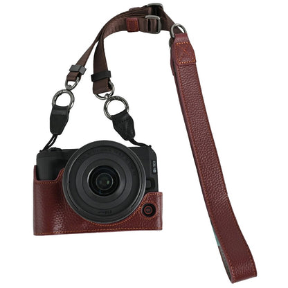 For Canon EOS R50 V Camera Case Genuine Cow Leather Protective Cover with Shoulder Strap