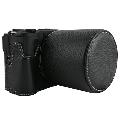 For Canon EOS R50 V Camera Case Genuine Cow Leather Protective Cover with Shoulder Strap and Lens Cap