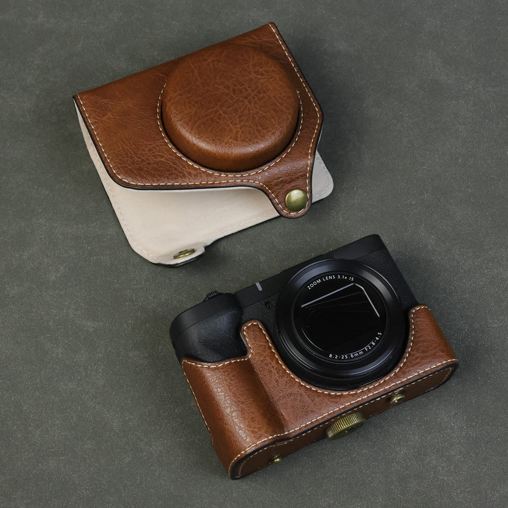 For Canon PowerShot V1 Camera Case Portable Leather Camera Protective Cover Without Battery Opening