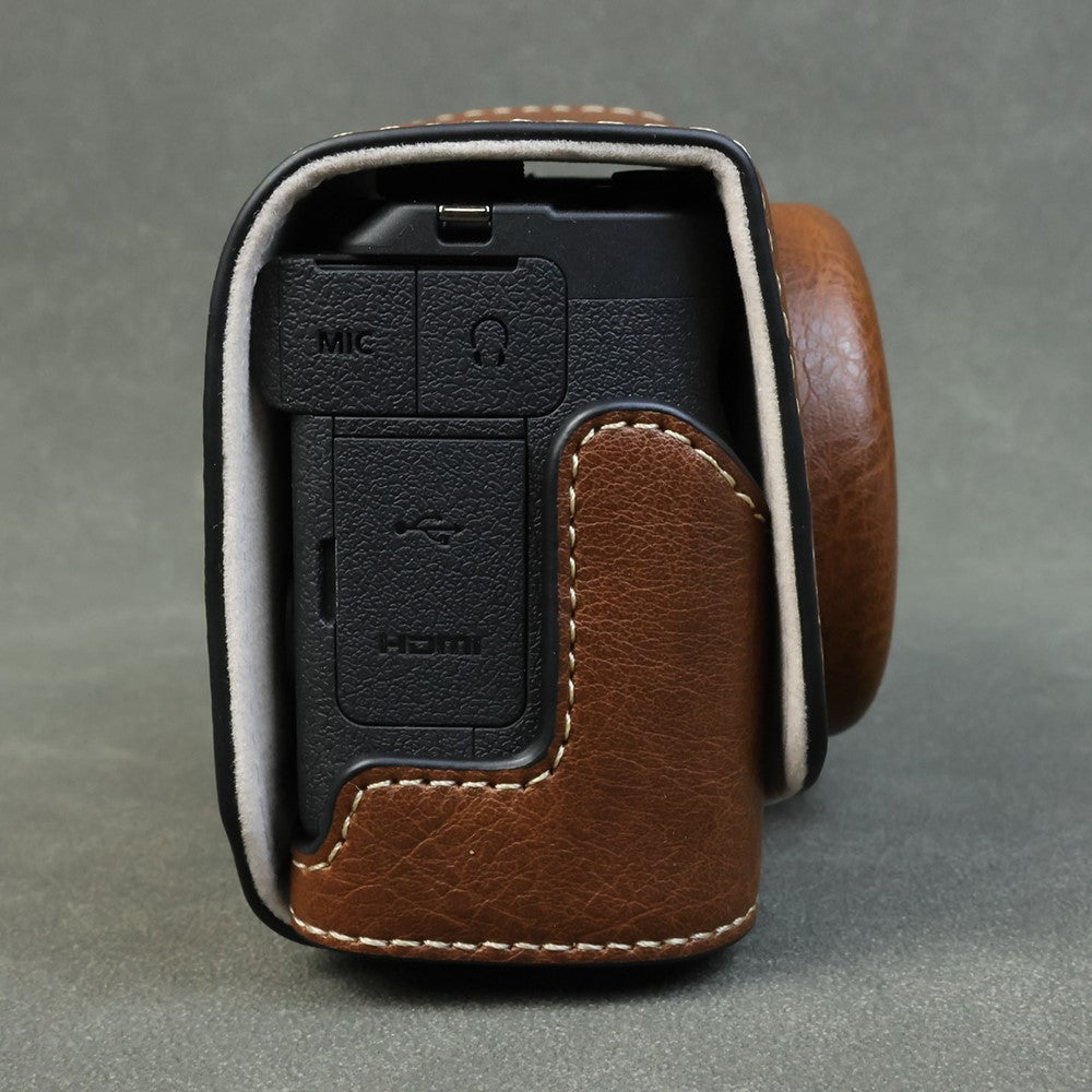 For Canon PowerShot V1 Camera Case Portable Leather Camera Protective Cover Without Battery Opening