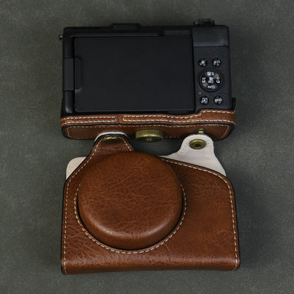 For Canon PowerShot V1 Camera Case Portable Leather Camera Protective Cover Without Battery Opening